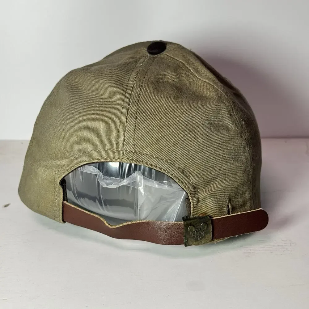 Vintage Disney Golf Embroidered Crest Logo Strapback Hat OSFA Beige
